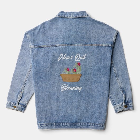Schattigee potbloemcactus Nooit stoppen met bloeie Denim Jacket (Achterkant)