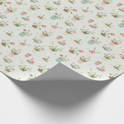 Schattigee Potbloemen en Planten Tuin Cadeaupapier (Hoek)