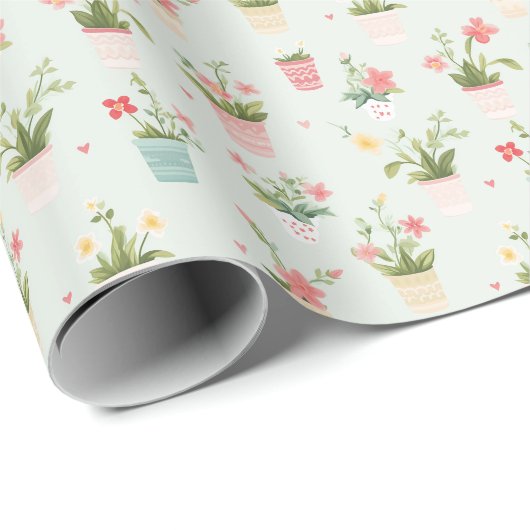 Schattigee Potbloemen en Planten Tuin Cadeaupapier (Rol Hoek)