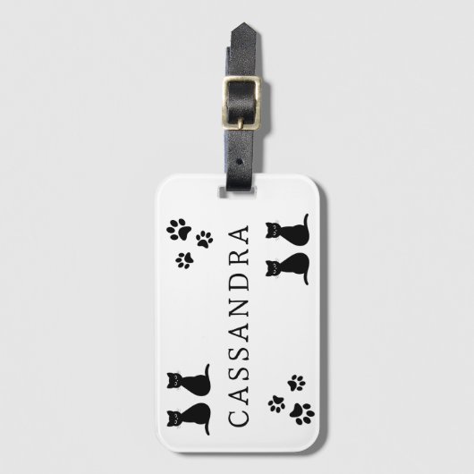 Schattigee poten & katten gepersonaliseerde naam bagagelabel (Voorkant (verticaal))