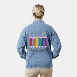 Schattigee potloden Custom Teacher Denim Jacket