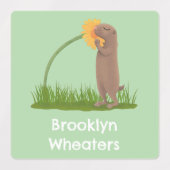 Schattigee prairiehond en bloem cartoon gepersonal labels (Design 1)