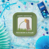 Schattigee prairiehond gepersonaliseerde cartoon papieren bordje (Feest)