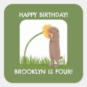 Schattigee prairiehond gepersonaliseerde cartoon vierkante sticker (Voorkant)