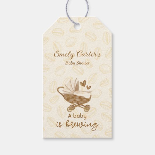 Schattigee Pram Baby is Brouwen Baby shower Cadeaulabel (Voorkant)