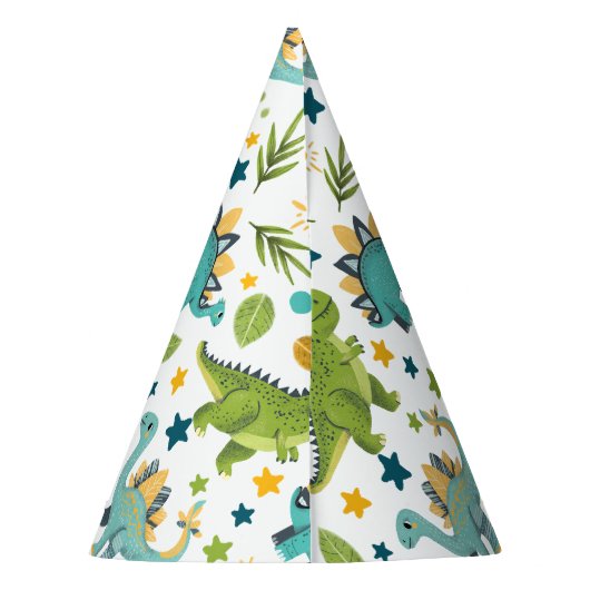 Schattigee Prehistorische Dierenpatroon Dinosaurus Feesthoedjes (Achterkant)