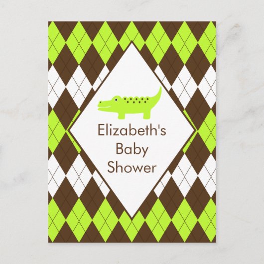 Schattigee Preppy Alligator Baby shower RSVP Post Uitnodiging Briefkaart (Voorkant)
