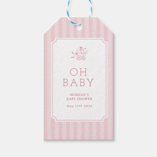 Schattigee Preppy Baby kinderwagen Baby shower Cadeaulabel (Voorkant)