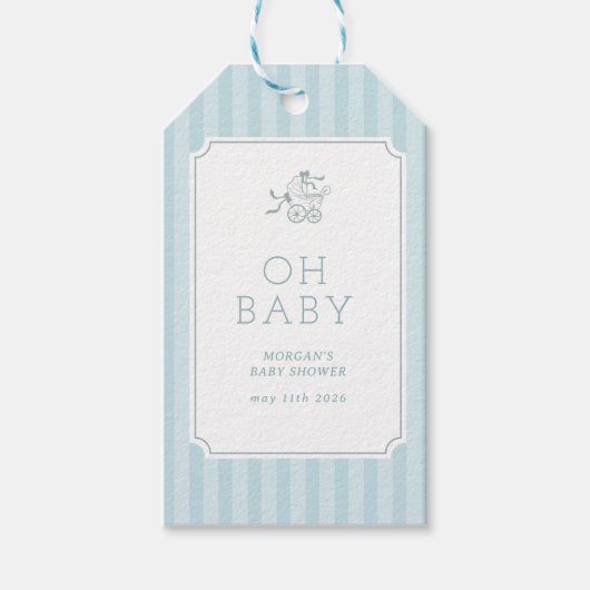 Schattigee Preppy Baby kinderwagen Baby shower Cadeaulabel (Voorkant)