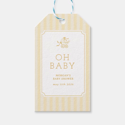Schattigee Preppy Baby kinderwagen Baby shower Cadeaulabel (Voorkant)