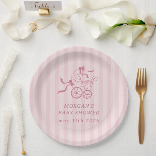 Schattigee Preppy Baby kinderwagen Baby shower Papieren Bordje (Huwelijk)