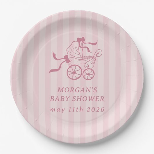 Schattigee Preppy Baby kinderwagen Baby shower Papieren Bordje (Voorkant)
