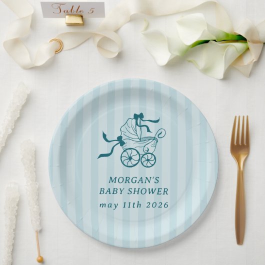 Schattigee Preppy Baby kinderwagen Baby shower Papieren Bordje (Huwelijk)