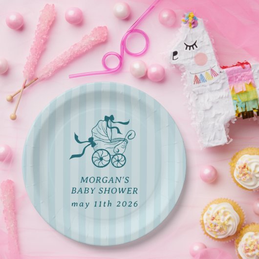Schattigee Preppy Baby kinderwagen Baby shower Papieren Bordje (Feest)