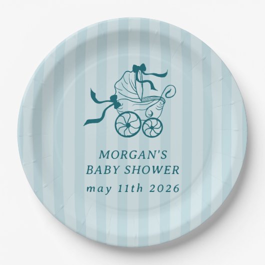 Schattigee Preppy Baby kinderwagen Baby shower Papieren Bordje (Voorkant)