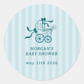 Schattigee Preppy Baby kinderwagen Baby shower Ronde Sticker (Voorkant)