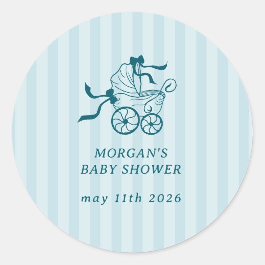 Schattigee Preppy Baby kinderwagen Baby shower Ronde Sticker (Voorkant)