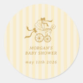 Schattigee Preppy Baby kinderwagen Baby shower Ronde Sticker (Voorkant)
