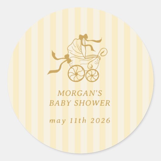 Schattigee Preppy Baby kinderwagen Baby shower Ronde Sticker (Voorkant)
