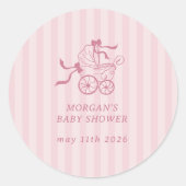 Schattigee Preppy Baby kinderwagen Baby shower Ronde Sticker (Voorkant)