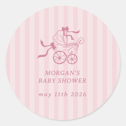 Schattigee Preppy Baby kinderwagen Baby shower Ronde Sticker (Voorkant)