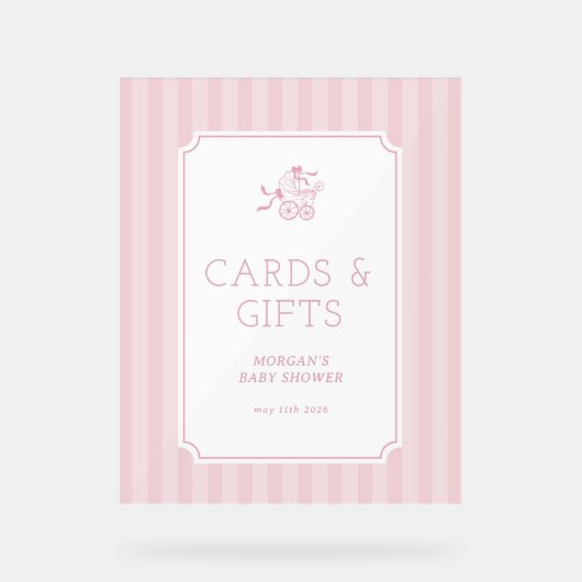 Schattigee Preppy Baby Stroller Baby shower Uitnod Acryl Bord (Voorkant)