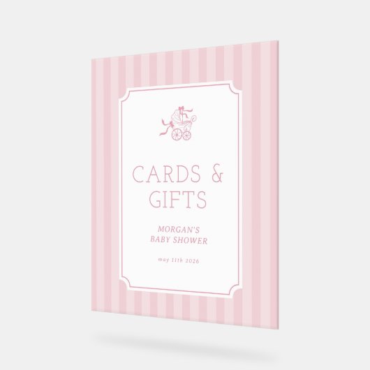 Schattigee Preppy Baby Stroller Baby shower Uitnod Acryl Bord (Hoek)