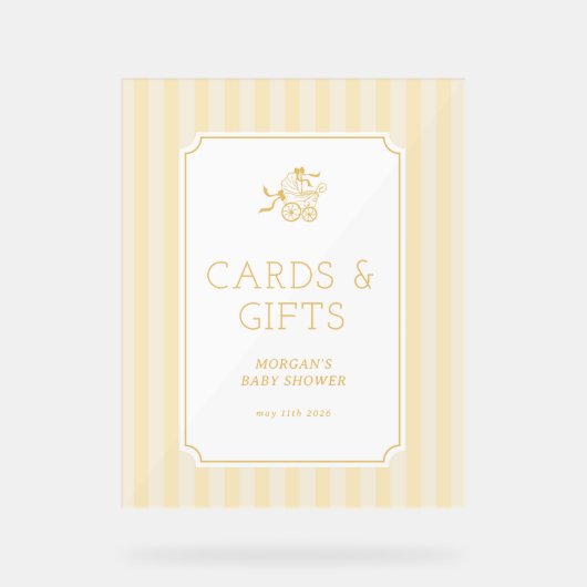 Schattigee Preppy Baby Stroller Baby shower Uitnod Acryl Bord (Voorkant)
