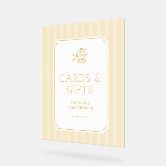 Schattigee Preppy Baby Stroller Baby shower Uitnod Acryl Bord (Hoek)