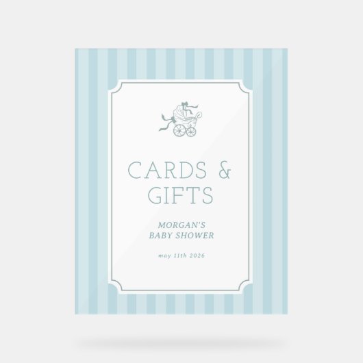Schattigee Preppy Baby Stroller Baby shower Uitnod Acryl Bord (Voorkant)