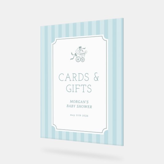 Schattigee Preppy Baby Stroller Baby shower Uitnod Acryl Bord (Hoek)