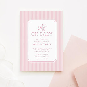 Schattigee Preppy Baby Stroller Baby shower Uitnod Kaart