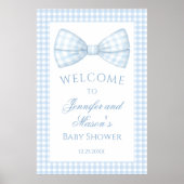 Schattigee Preppy Blue Gingham Bow stropdas Baby B Poster (Voorkant)