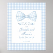 Schattigee Preppy Blue Gingham Bow stropdas Baby B Poster (Voorkant)