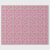 Schattigee Preppy Christmas Pink & Green Poinsetti Cadeaupapier (Vlak)