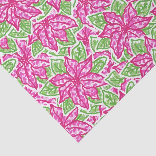 Schattigee Preppy Christmas Pink & Green Poinsetti Tissuepapier (Detail)