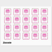 Schattigee Preppy Christmas Roze & Groen Cadeau Vierkante Sticker (Vel)
