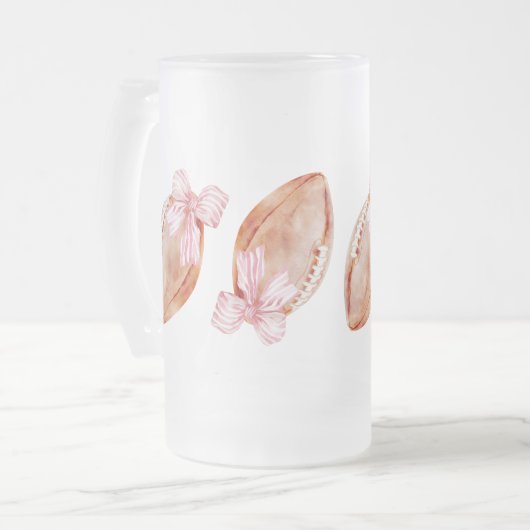 Schattigee Preppy football herfst Vrouwen Boog wat Matglas Bierpul (Voorkant links)