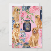 Schattigee Preppy Golden Retriever hondenuitnodigi Kaart (Achterkant)