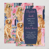 Schattigee Preppy Golden Retriever hondenuitnodigi Kaart (Voorkant / Achterkant)