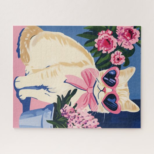 Schattigee preppy kattenpuzzel legpuzzel (Horizontaal)