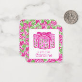 Schattigee Preppy Kerst Roze Groen Cadeau Behuizin Notitiekaartje (Voorkant / Achterkant in situ)