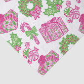 Schattigee Preppy Kerst Roze & Groene Cadeaus & Bo Tissuepapier (Detail)