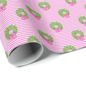Schattigee Preppy Kerst Roze & Groene Chevron Kran Cadeaupapier (Rol Hoek)