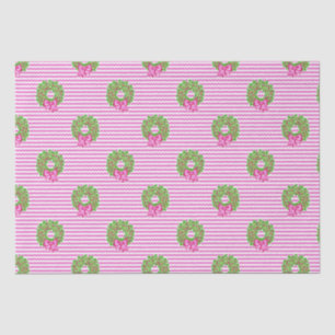Schattigee Preppy Kerst Roze & Groene Chevron Kran Tissuepapier
