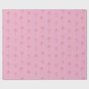 Schattigee Preppy Palmbomen en Cactus Retro Roze Cadeaupapier