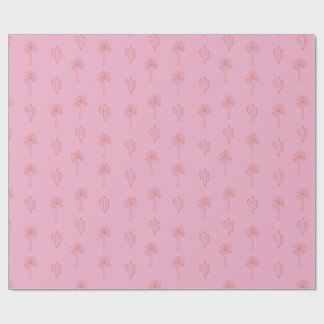 Schattigee Preppy Palmbomen en Cactus Retro Roze Cadeaupapier