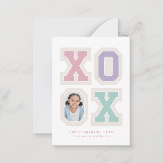 Schattigee Preppy Patches Foto Valentijn Notitiekaartje (Voorkant)