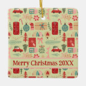 Schattigee  Preppy Pink en Mint Green Christmas C Keramisch Ornament (Voorkant)