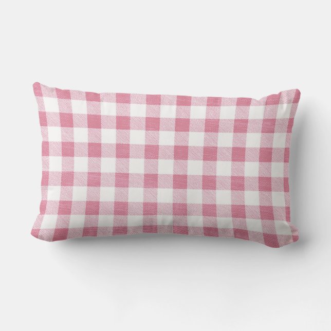 Schattigee Preppy Pink Gingham Plaid Pattern Kussen (Achterkant)